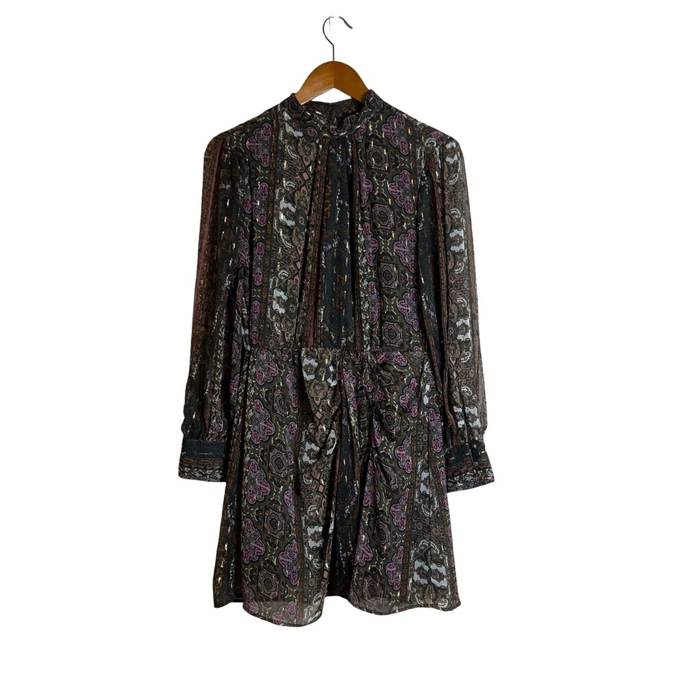 Zara patterned metallic long sleeve dress. Size‎ 
Medium